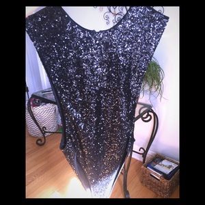 Rehab black sequin low side cut body suit